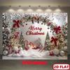 2D Festive Christmas Backdrop, Tree and Candy Cane Scene Background for Winter Festival Decor