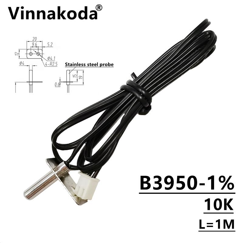 NTC Temperature Sensor B3950 10K 4*20mm Stainless Steel Probe with Baffle M4 Fixing Hole 1 Meter