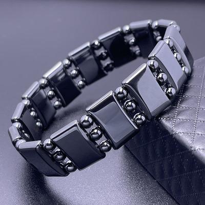 Schwarzes Gallenstein-Magnetarmband Trendiges Herren-Paar Schwarzes Armband Doppelreihe Perlen Großhandel 2 Yuan Shop Schmuck