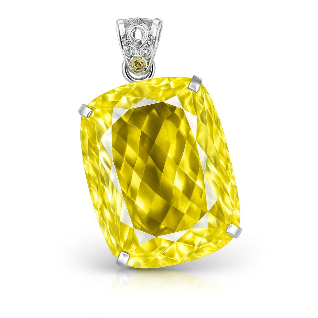 Naturlig Gul Safir 104 ct Kuddslipad 925 Sterling Silver Hänge Ädelstenar För Gåva AI-67-NS