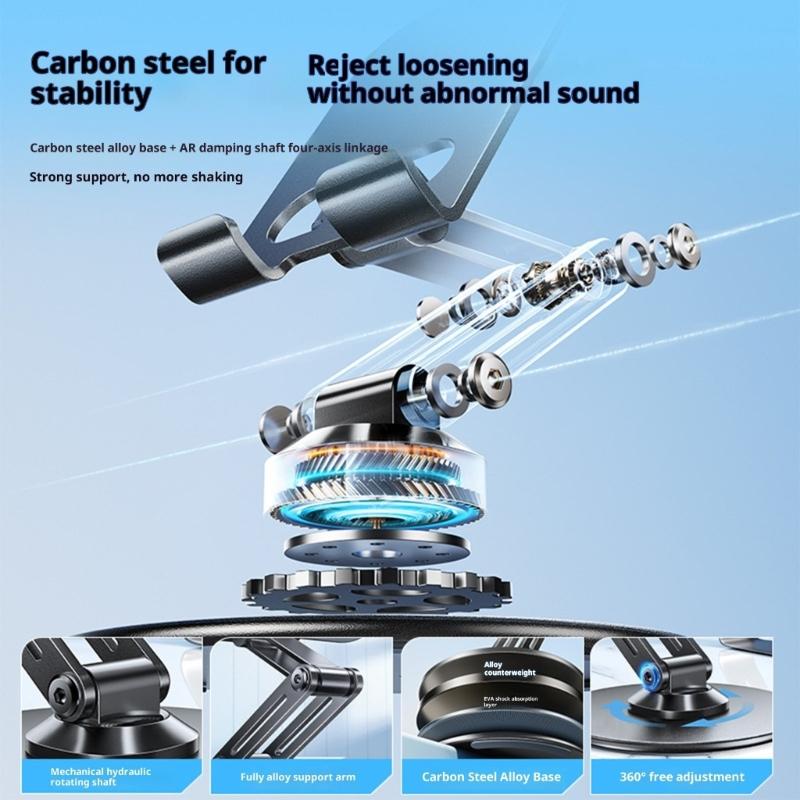 Adjustable Height Portable Phone Holder 360 Rotating Foldable Aluminum Stand With Anti Slip Base For Mobile Devices