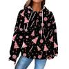 Women's Fashion Loose Hooded Pullover Long Sleeve Plaid Sweatshirt With Drawstring, Drop Shoulder, Pocket, Christmas Print Top