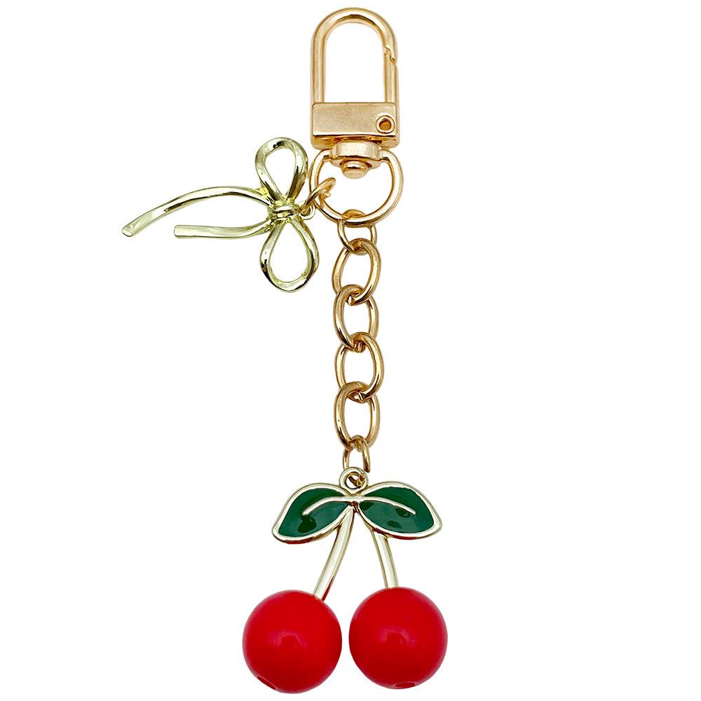 Red Cherry Pearl Resin Keychain Pendant