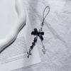 Goth Y2K Phone Strap Black Bowknot Phone Lanyard Cell Phone Cross Pendant Key Holder Hanging Decoration