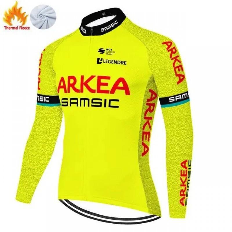 ARKEA Fleece Cycling Jersey Men Women Winter Thermal Long Sleeve Road Mountain Bike Riding Top