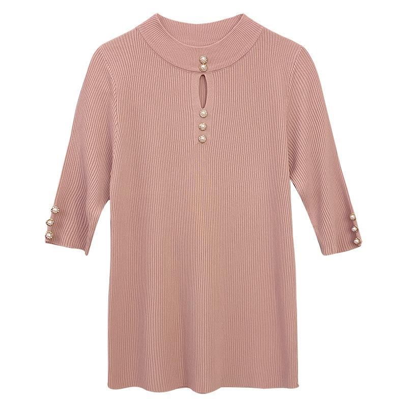 Spring Autumn Korean Solid Sweater Women Short Sleeve Tops Femme Casual Slim Female Pullover Knitted Clothes