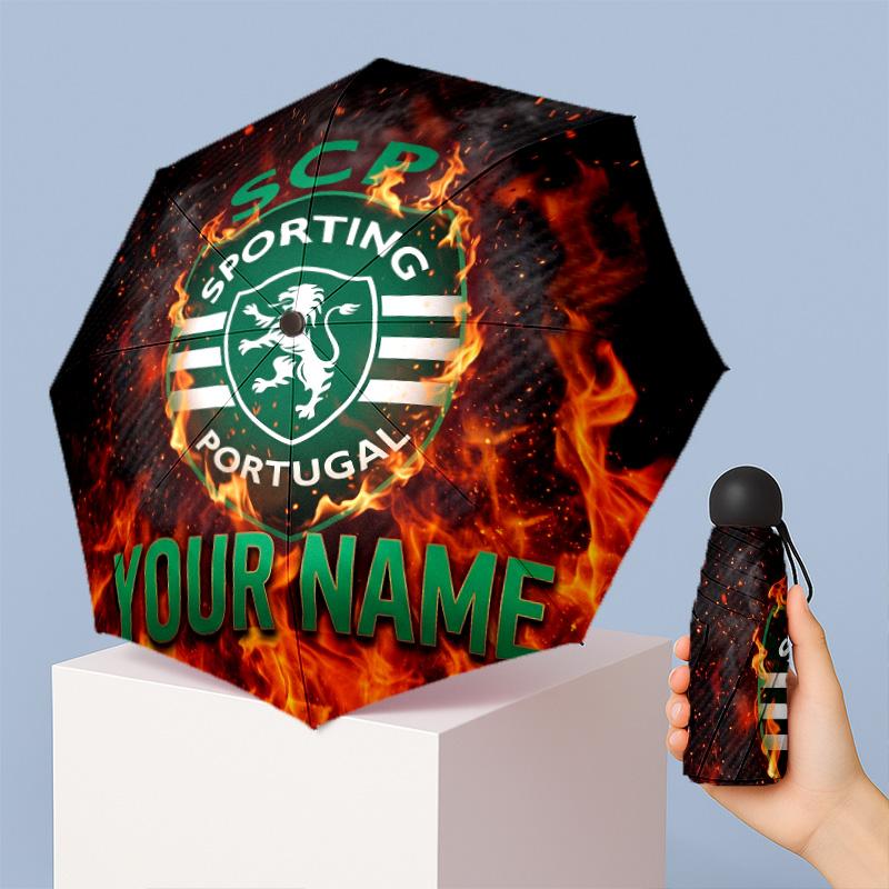 Sporting CP Manual Five Fold 8 Rib Umbrella Support Custom Text, Lightweight Travel Umbrella