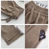 ! European Cotton Lint Sweatpants Women's Autumn and Winter New High-waisted and Thin Drape Casual Pants Knitted Straight Wide-leg Pants