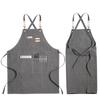 Kitchen Apron Heavy Duty Canvas Barber Work Aprons Unisex Cross Straps Adjustable Salon Hairdresser Bib PU Leather Apron for Men