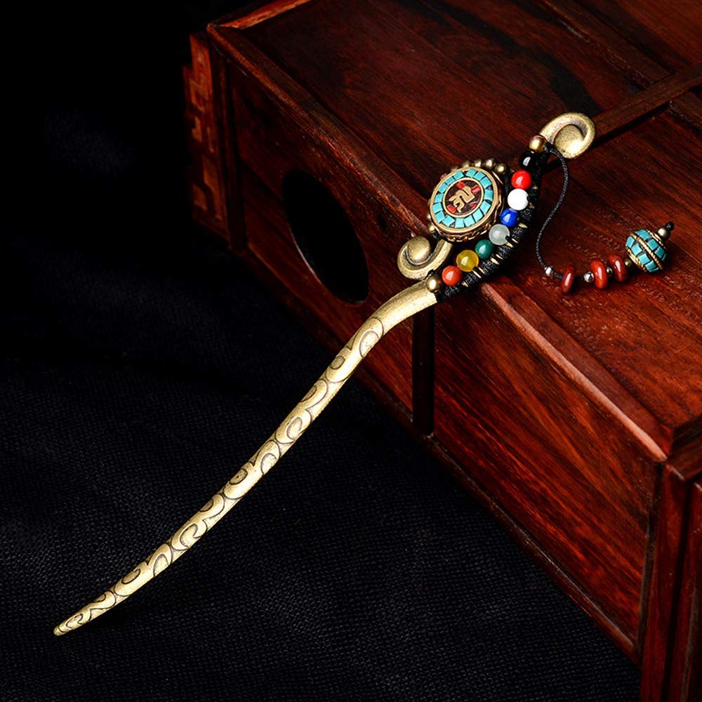 LeafIn Handmade Kanzashi Hair Ethnic Ethnic Style Hair Single Agate Head Power Japanese Clothing Cute Single Kanzashi Hairpin, Clip, Totem, Stick,