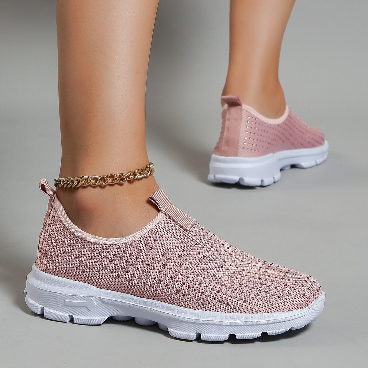 

Женская повседневная обувь, модная дышащая прогулочная сетка на плоской подошве, кроссовки, белая женская обувь 43 розовый