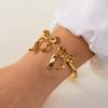 New Classic Sun Moon Pattern Open Bangles Bracelet For Women Gold Color Stainless Steel Heart Cuff Bracelet Hand Ornament Gift
