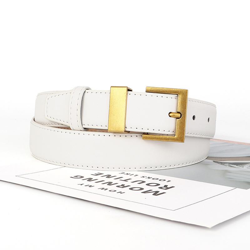 Fashion Pu Womens Leather Waist Belt With Square Pin Buckle For Business Wear