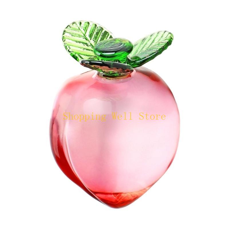 KX4B Miniature Glass Fruit Statue Decorative Paperweight Tabletop Ornament for Desk