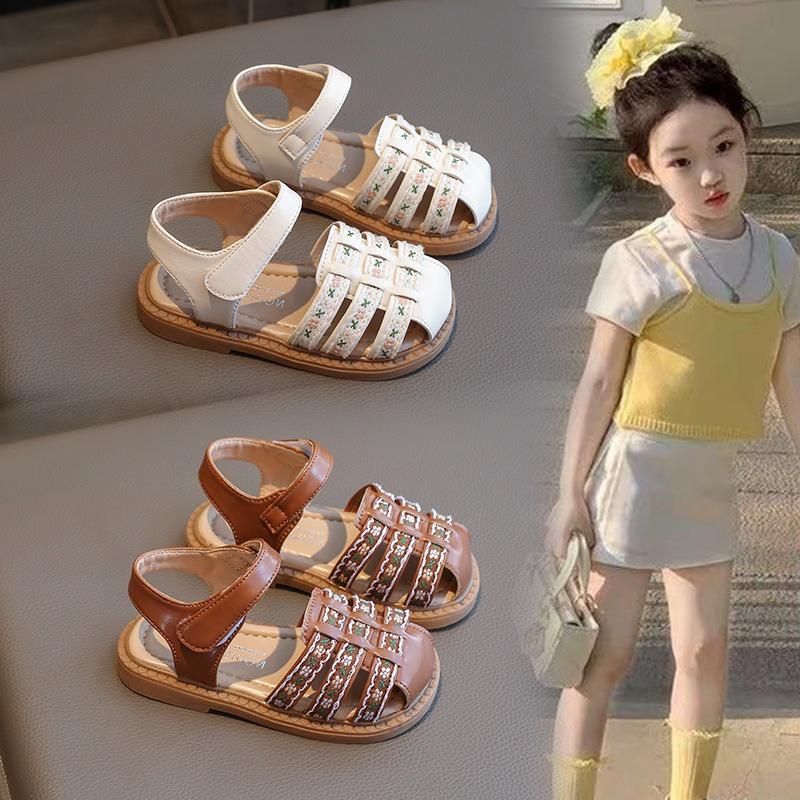 Girls’ Roman Sandals, Summer New Arrival, Children’s Princess Shoes, Closed-Toe Soft-Soled Baby Girls’ Shoes, Beach Sandals