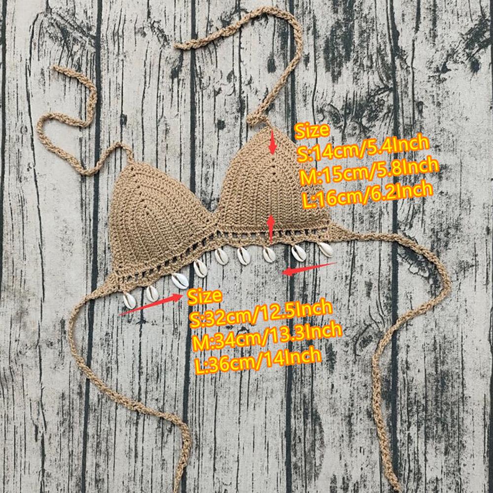 Bohemian Crochet Bikini Set - Handmade Shell Swimsuit Beachwear