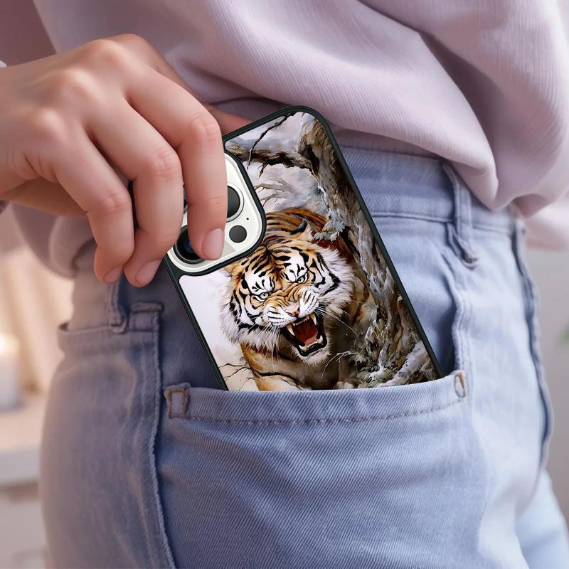 

Fashion Animal Tiger Art Phone Case For iPhone 17 Air 15 16e 14 13 Pro Max Coque 12 11 Pro Max PLUS cover iPhone 12pro max