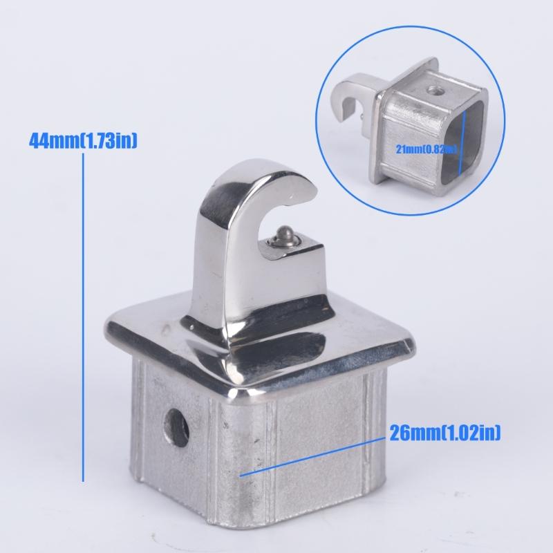 Internal Eye End Bimini Top Fitting Square Tube Awning Hardware Fitting in Polished Stainless Steel, Slide Cap Insert Part for Shade Frame Repair and