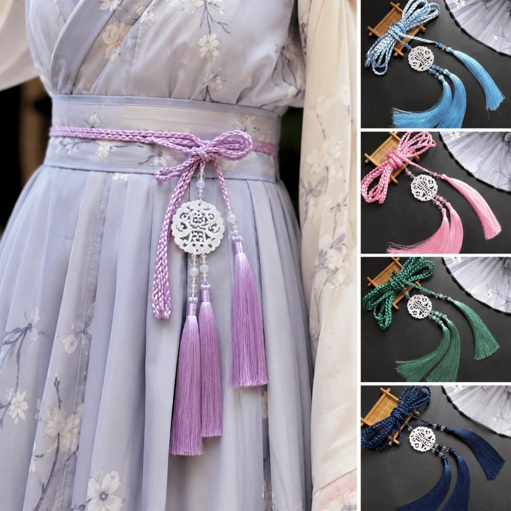 Traditional Hanfu Waist Tie Belt Chinese Style Tassel Waist Cord Braided Waist Sash  for Men Women