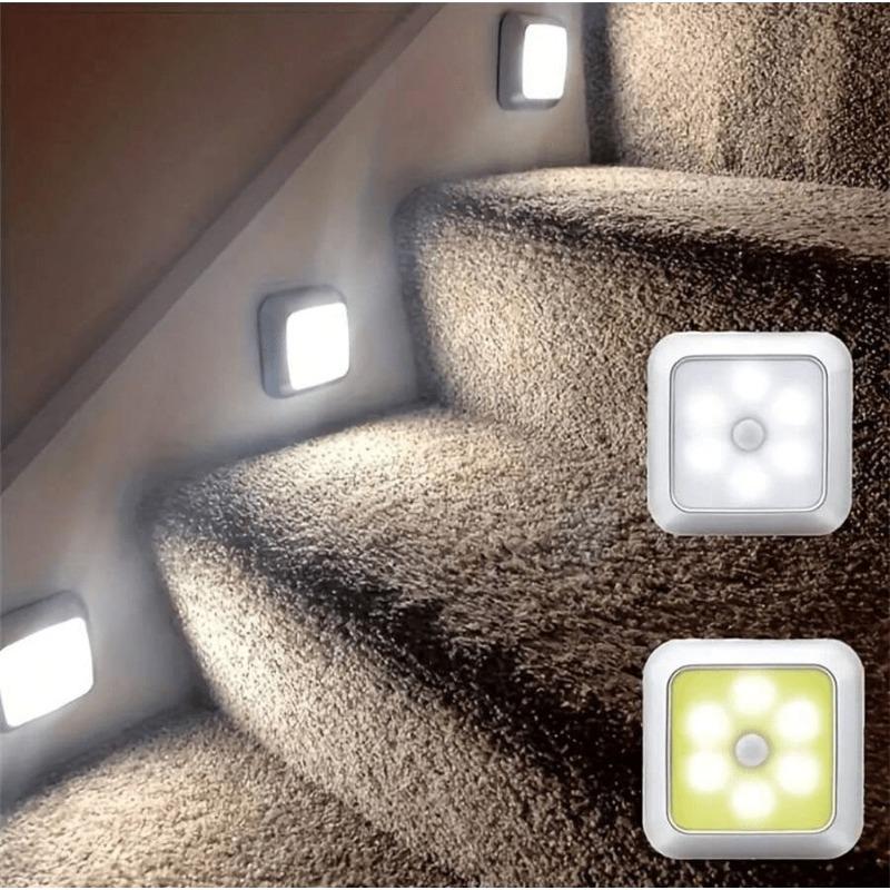 Auto Motion-Sensing LED Night Light - Wireless Stick-On Wall Lamp for Stairs/Cabinet/Bathroom, Battery Powered & Energy Saving