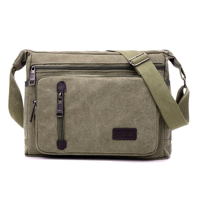 

Холщовая сумка через плечо для бутылок для мужчин и женщин повседневная простая ретро-сумка через плечо с квадратным ремешком многослойная зелёный