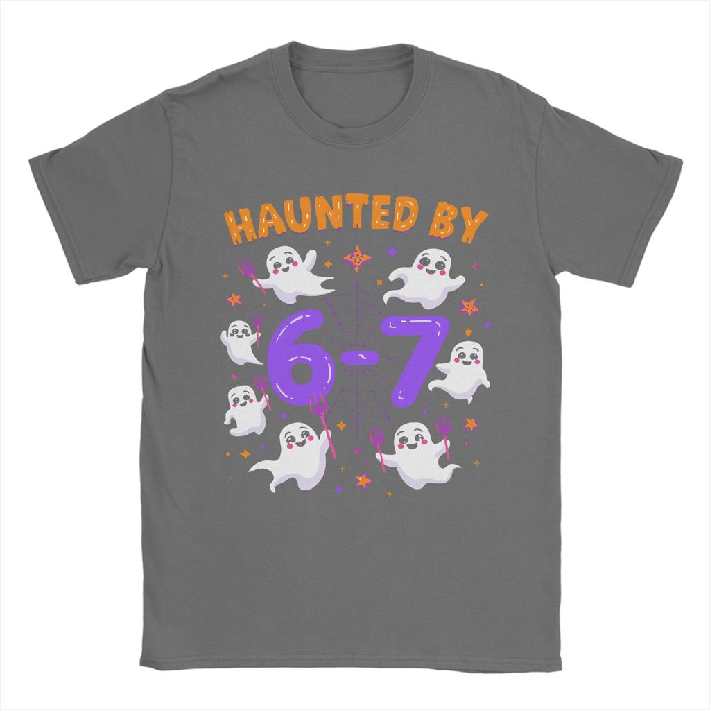 Haunted by 6-7 T-Shirt Summer Halloween 2025 Cotton T Shirts For Men Hip Hop Custom DIY Tee Shirt Short-Sleeve Awesome Clothes