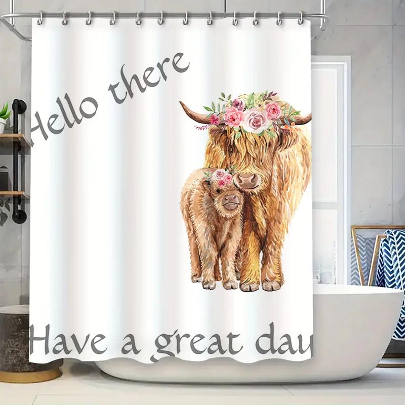 

Purple Unicorn Shower Curtain Waterproof Home Decor Bathroom Accessories White And Purple Design (72X84) W60H190(CM)-1 Pcs