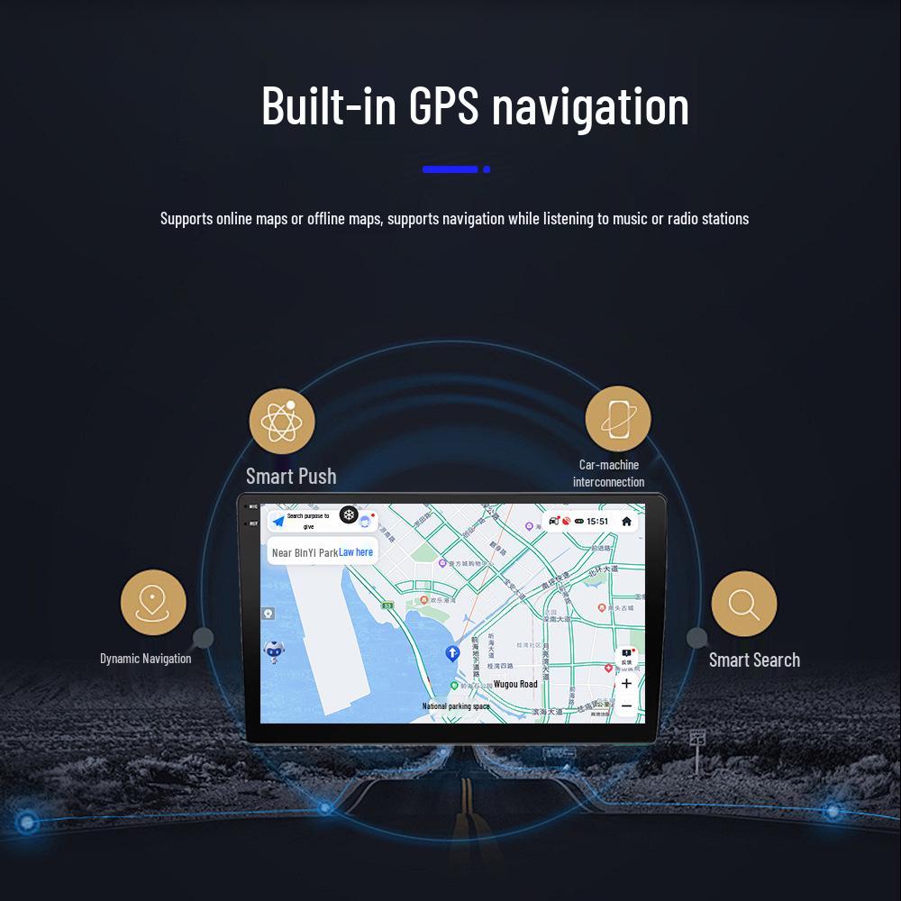 2K Vehicle Navigation CarPlay Universal Android Smart AV Central Control 360° Integrated System with Large Screen