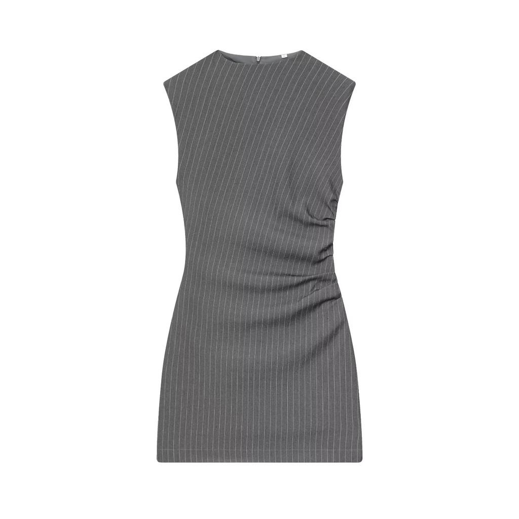 European and American autumn and winter new women's clothing fashion temperament slim pleated short dress with shoulder pads