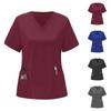 Uniforme da Lavoro per Caregiver da Donna, Elastica, Asciugatura Rapida, Scollo a V, Tasca, Manica Corta