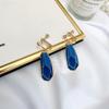 Korean Style 925 Silver Gem Dangle Needle Stud Earrings - Long Women's Earrings B317