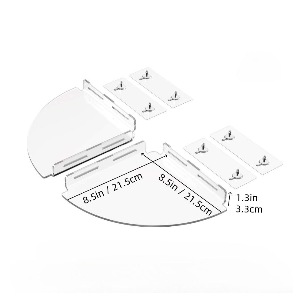 2 PCS Transparent Corner Shelf Wall Mounted Shower Storage Rack Corner Shower Shelf Dorm Home