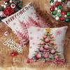 Cartoon Christmas Pillow Covers Linen Sofa Square Throw Cushion Cover Stamping Snowflake Waist Cushion Pillowcase Home Bed Decor