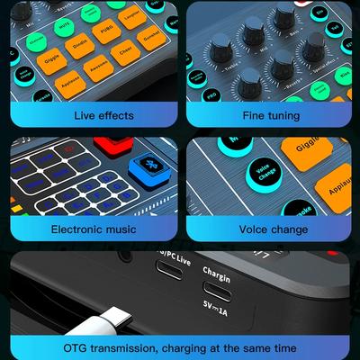 M6 Sound Card Audio Mixer for Tiktok Live Broadcast Karaoke Professional Studio for Game Singing Voice Podcast Live Streaming