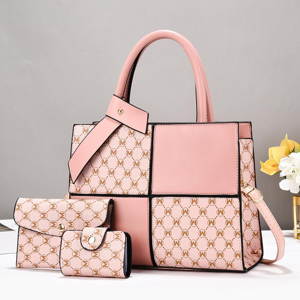 Set Nou din Trei Piese cu Contrast de Culoare prin Îmbinare, Geantă cu Nivel Ridicat de Aspect, Geantă de Mână All-in-one, Geantă de Umăr Fashion Crossbody