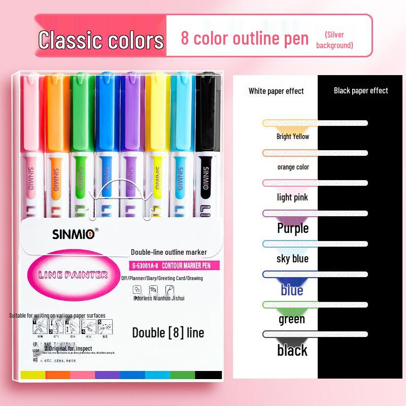 

Dual-Line High-Value Colorful Marker Pen for Students and Kids, Pearlescent Highlighter