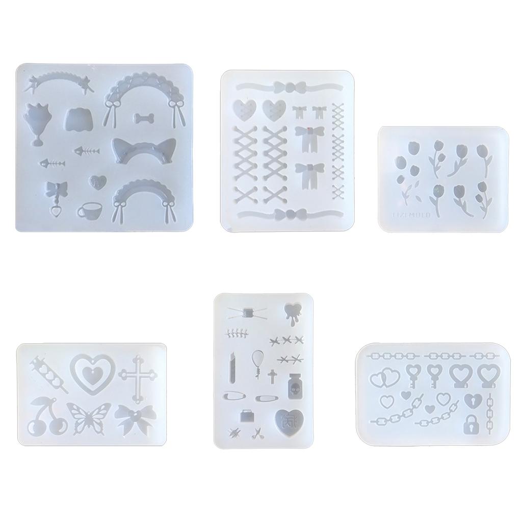 Bowknot Parts Quicksand Headdress Necklace Mold Resin Art Mold Necklace Silicone Mold Epoxy Resin Keychain Pendant Mold