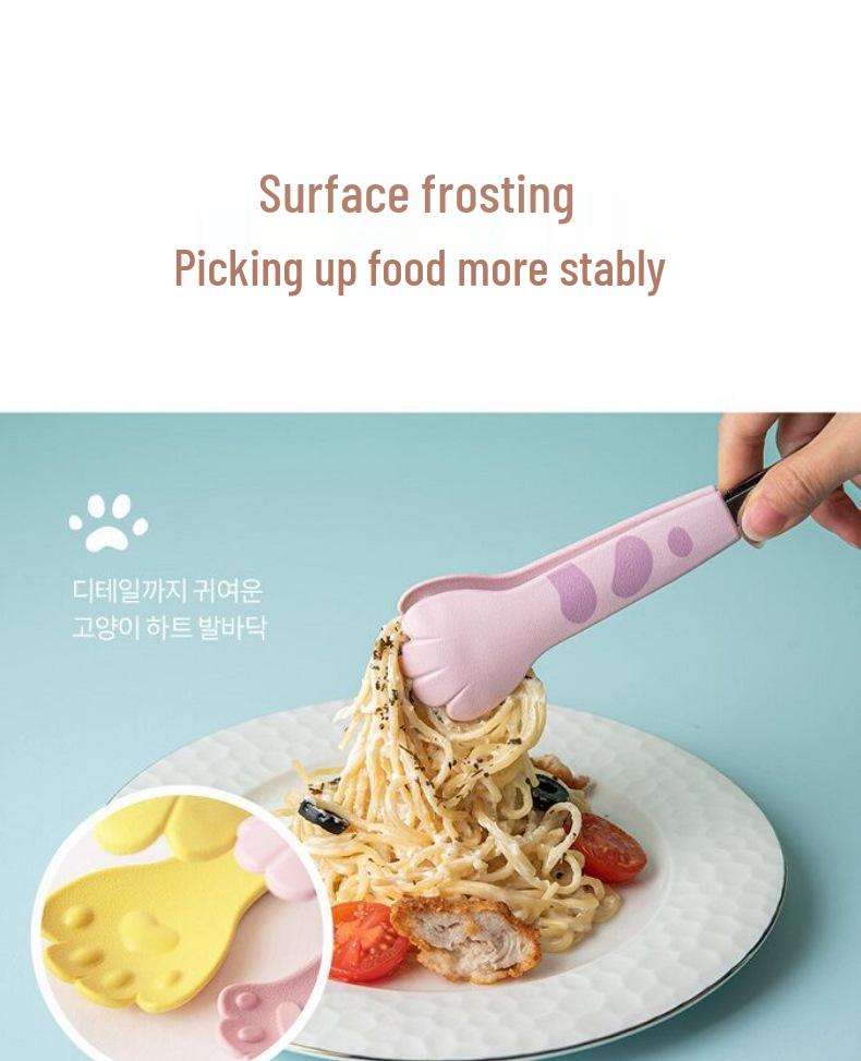 Stainless Steel Cat Paw Nylon Food Tongs for Sandwiches, Baking, and BBQ