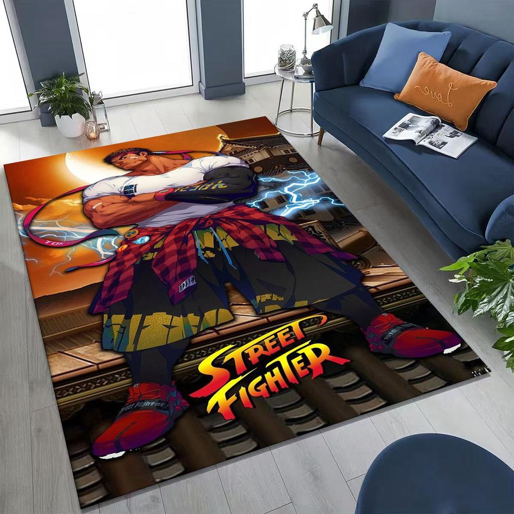Retro Street Fighter 6 Characters Game Chun-Li Cartoon Rug for Bedroom Living Room Sofa Home Doormat Decor,Non-slip Floor Mat