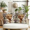 2pcs Highland Cow and Lambs Floral Throw Pillow Cover 2D Flat Print Farmhouse Soft Cushion Case for Home Sofa Decor
