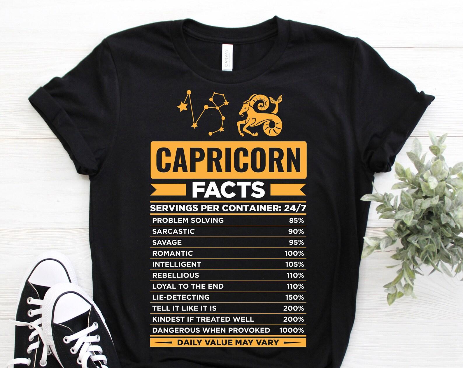 Capricorn Facts Traits Horoscope Zodiac Astrological Sign Funny T-Shirt, Born On December 22 - January 19 Gifts, Capricorn Birthday Present, 160