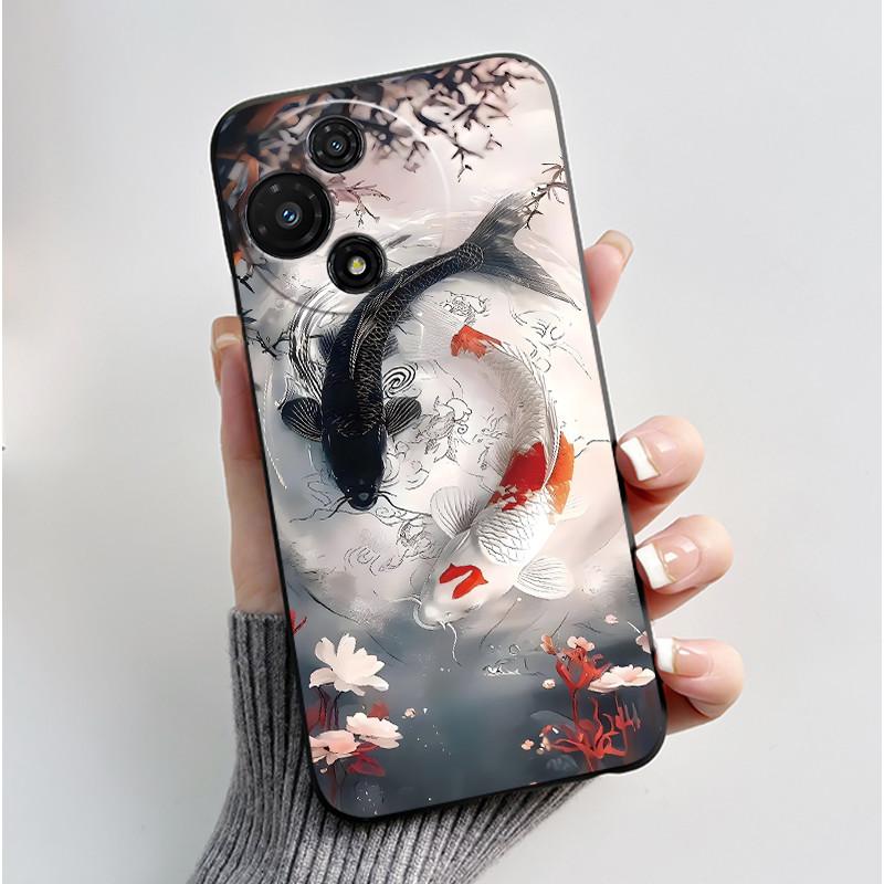 Cute Soft Black Casing For TCL 60R 5G/60 5G Shockproof Cover For TCL 60 SE Nxtpaper T521K Funny Cartoon Cat Design Shell