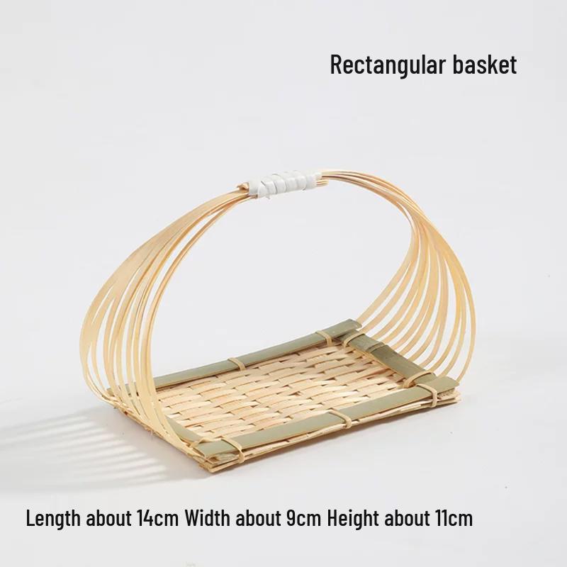 Круглая ручная бамбуковая корзина - Маленькая плетеная корзина для чая, фруктов или выпечки