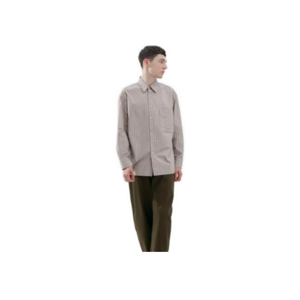Uniqlo FW23 U Series Loose Fit Striped Shirt Men Shirts Light-Gray 465730-05
