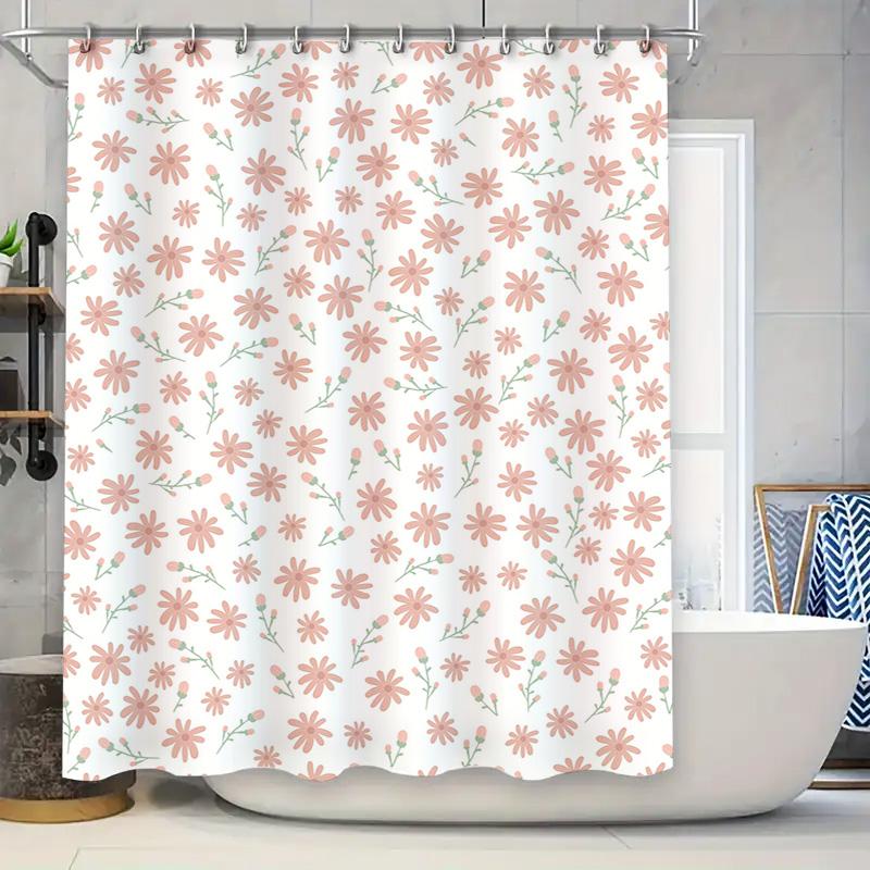 

Delightful Flower Shower Curtain Pink Bloom Waterproof Bath Decor For Home Decoration Modern Bathroom Accessories Set W60H190(CM)-1 Pcs