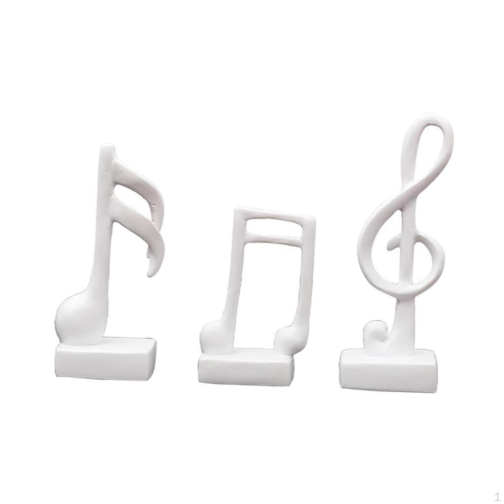 3 Pcs Modern Musical Notes Statues Sculpture Symbol Crafts Resin Figurine Music