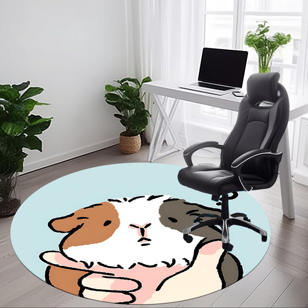 1pc Guinea Pig Office Round Rug, Non-slip, Soft and Durable Office Rug for Interior Decoration, Perfect for Office, Beautiful Decoration yy260323023