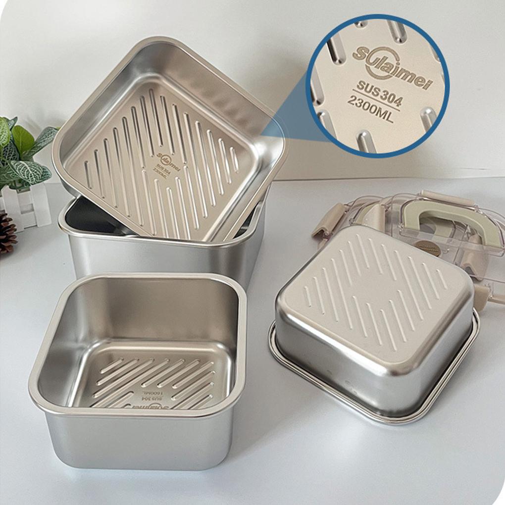 Bento Lunch Box Adults Stainless Steel Food Containers With Non-Slip Metal Food Containers With Lids