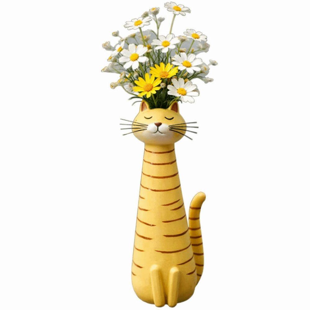 Handgefertigte katzenförmige Vase Niedliche handgefertigte Vasen-Dekorationen Geschenk Kreative Cartoon-Katzenvase Büro