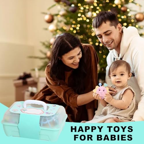 11 PCS Baby Rattle Teether Toy Set with Storage Box, Newborn Sensory Toys, Montessori Toys for 0-12 Months, Gift for Boys and Girls
